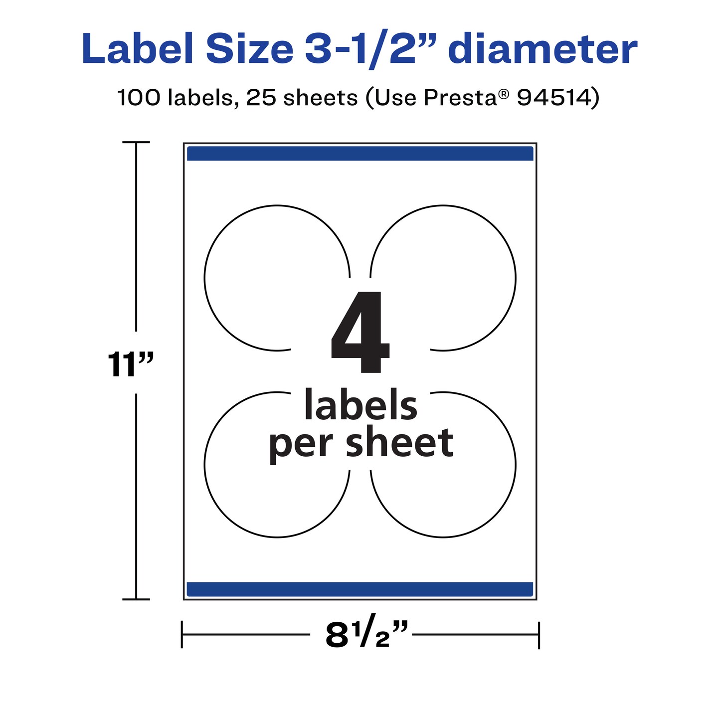 Avery Matte White Removable Round Labels with Sure Feed Technology, Print-to-the-Edge, 3.5" diameter