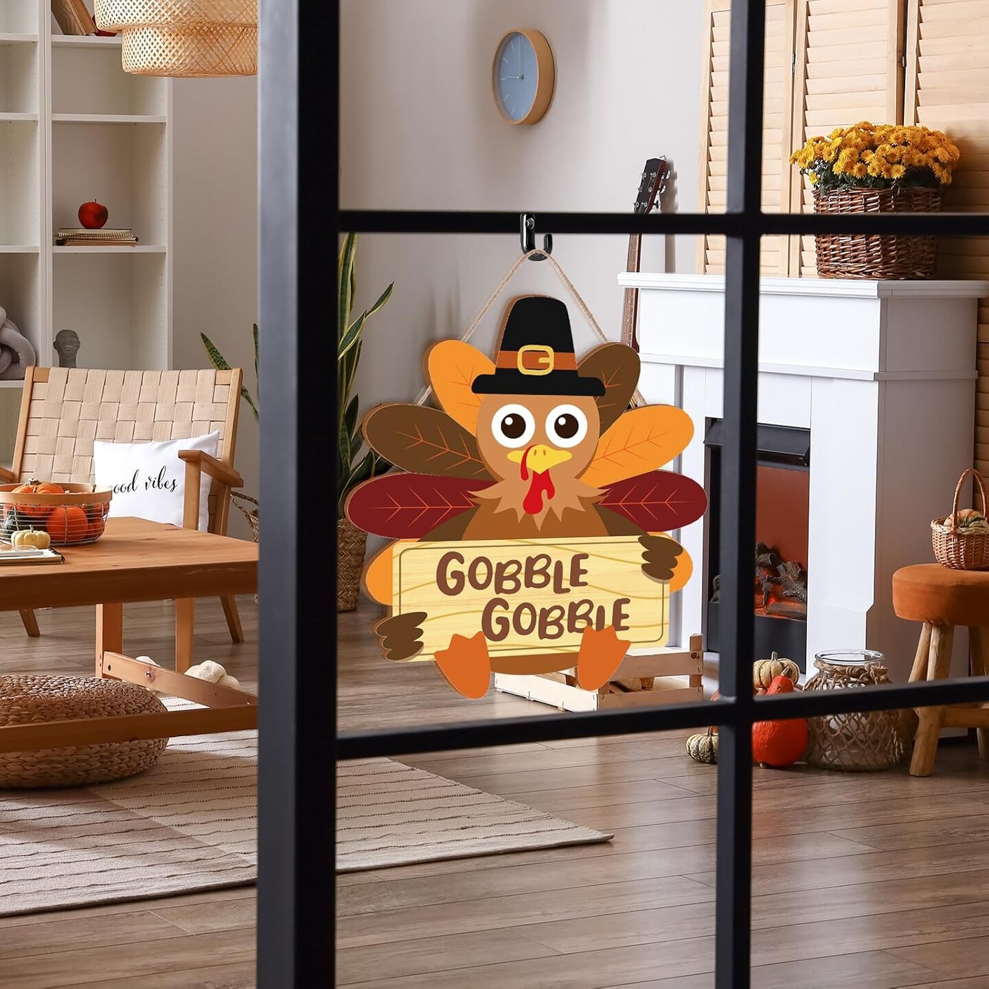 Fall Thanksgiving Turkey Wooden Sign(multicolor)