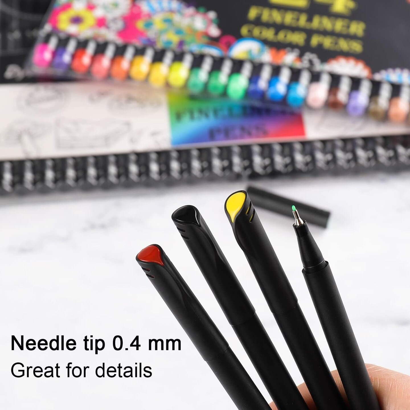 24 Colors 0.4mm Fineliner Color Pen Set Fine Point Markers Drawing Pens
