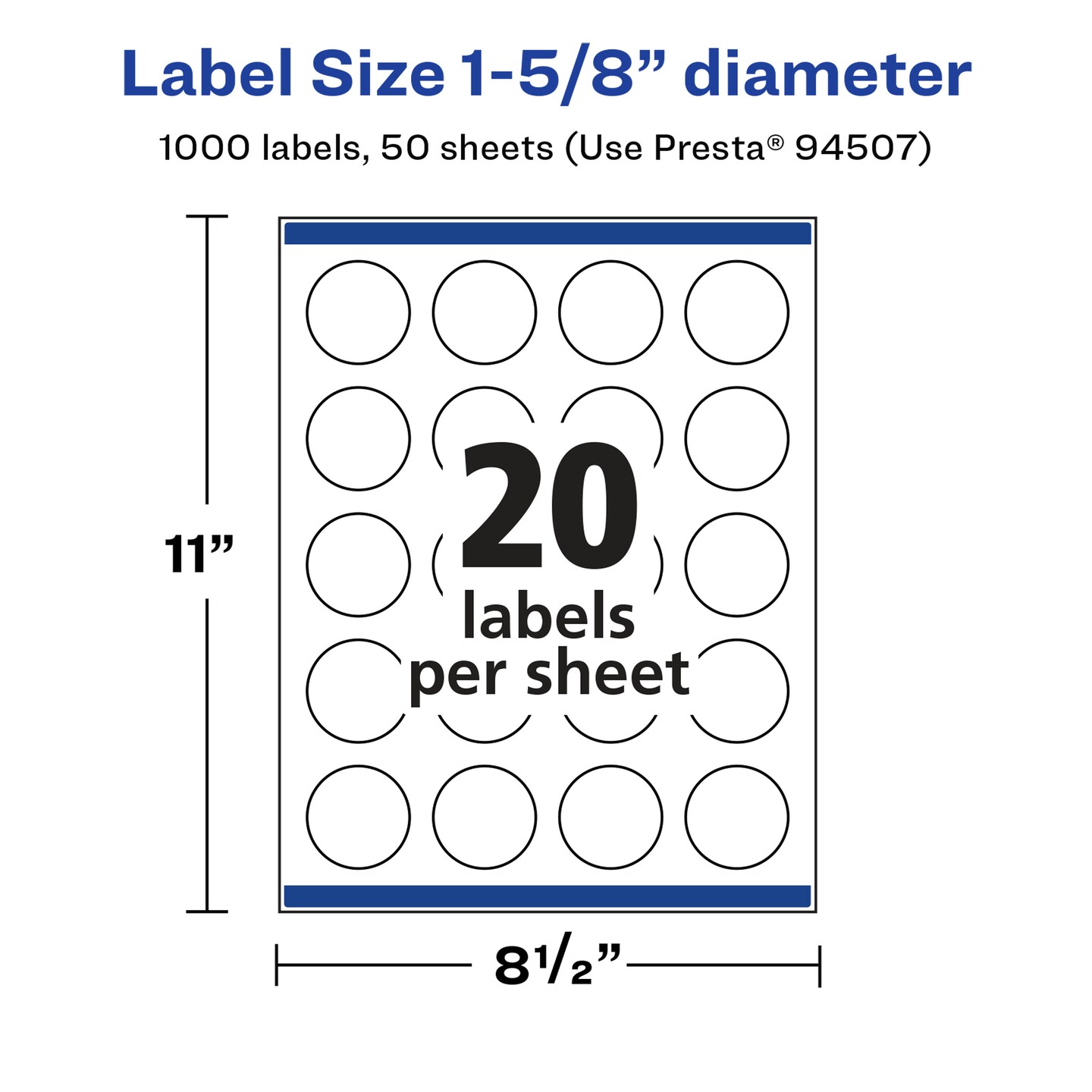 Avery Glossy White Round Labels with Sure Feed, 1-5/8" Diameter