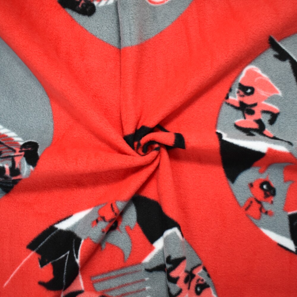 Gray-Multi Poly Disney Incredibles Print Double Sided Fleece Knit Fabric By the Yard