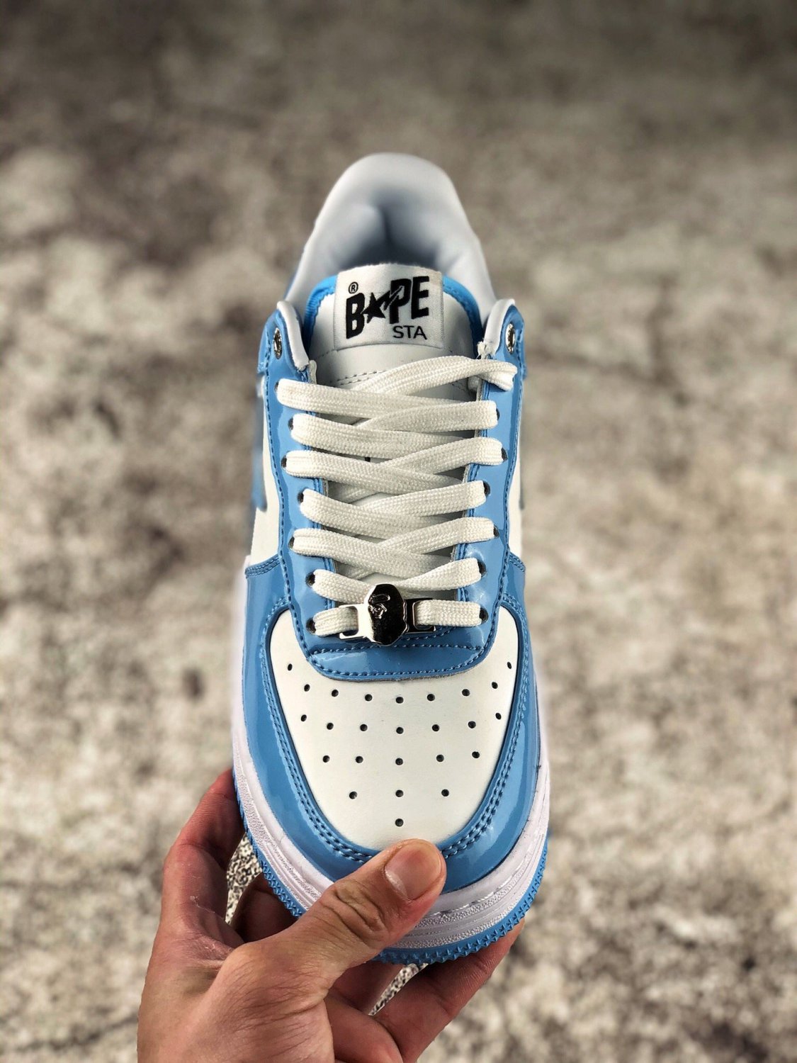 A Bathing Ape Bape Sta Patent Leather Blue White | MakerPlace by