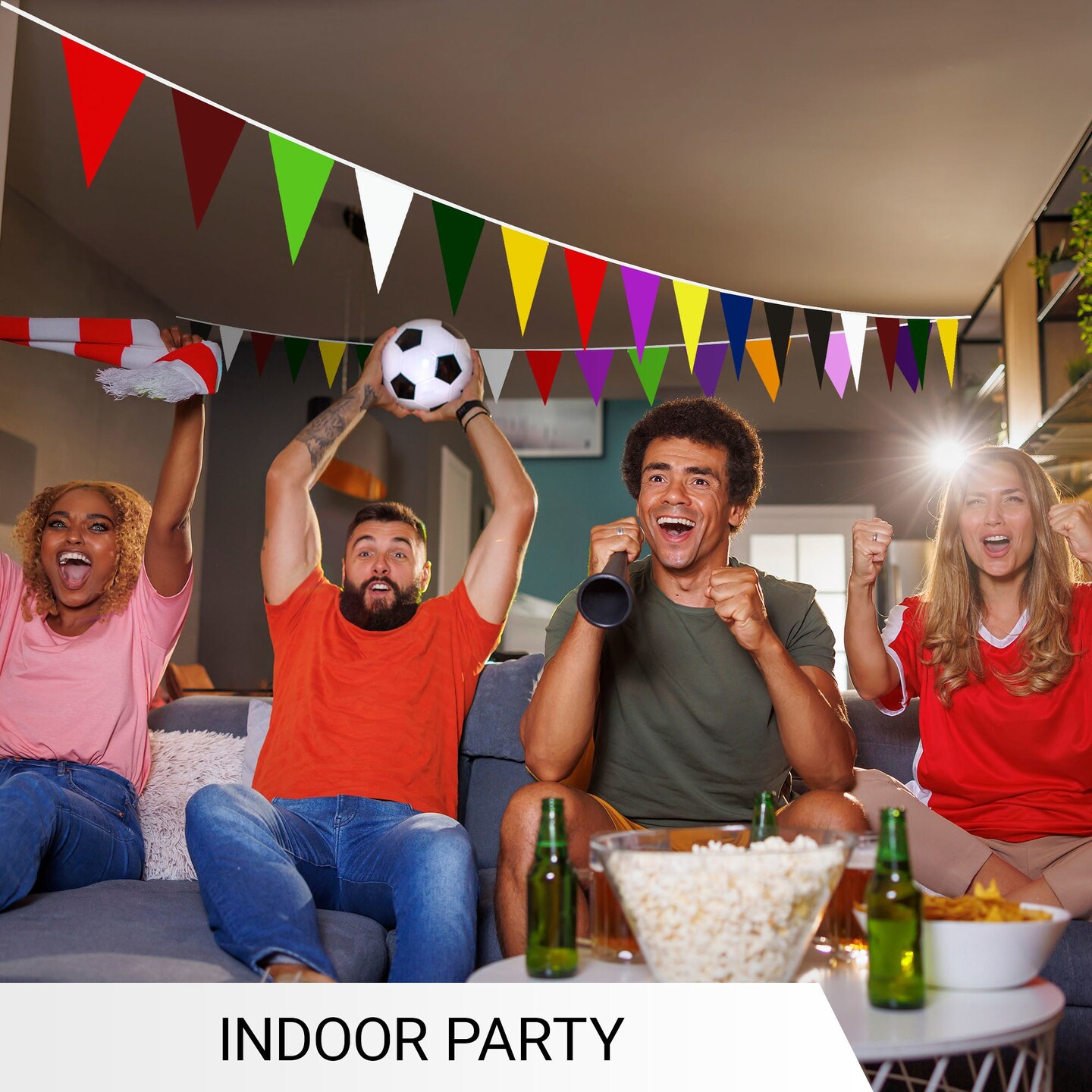 G128 Multicolor Pennant Bunting Banner | Flag 7.87 x 11.81 Inch, Full String 30.5 Feet | Printed 150D Polyester, Decorations For Bar, School, Festival Events Celebration