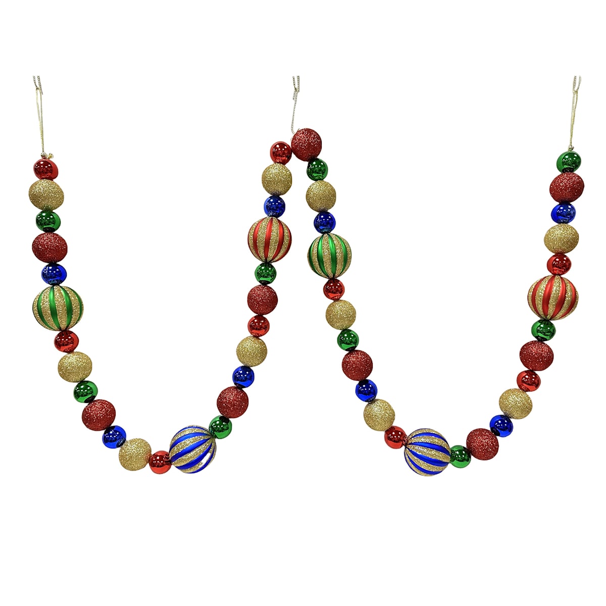 72″ Classic Christmas Mini Ornament Garland – Red, Green & Gold