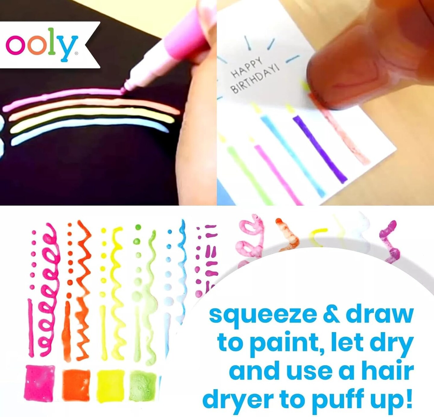 Set of 6 Neon Gel Pens Set (Puffy Pen)