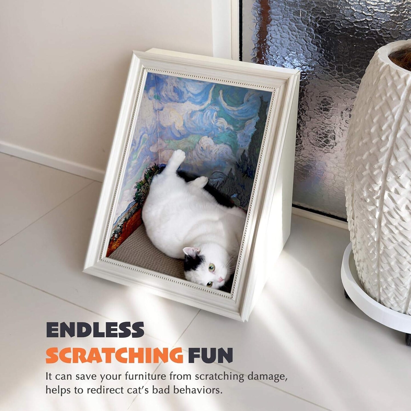 Art Frame Cat Scratch House Oil Painting Cardboard Cat Cave Indoor Scratcher 16.92&#x22;x12.60&#x22;x20.86&#x22;