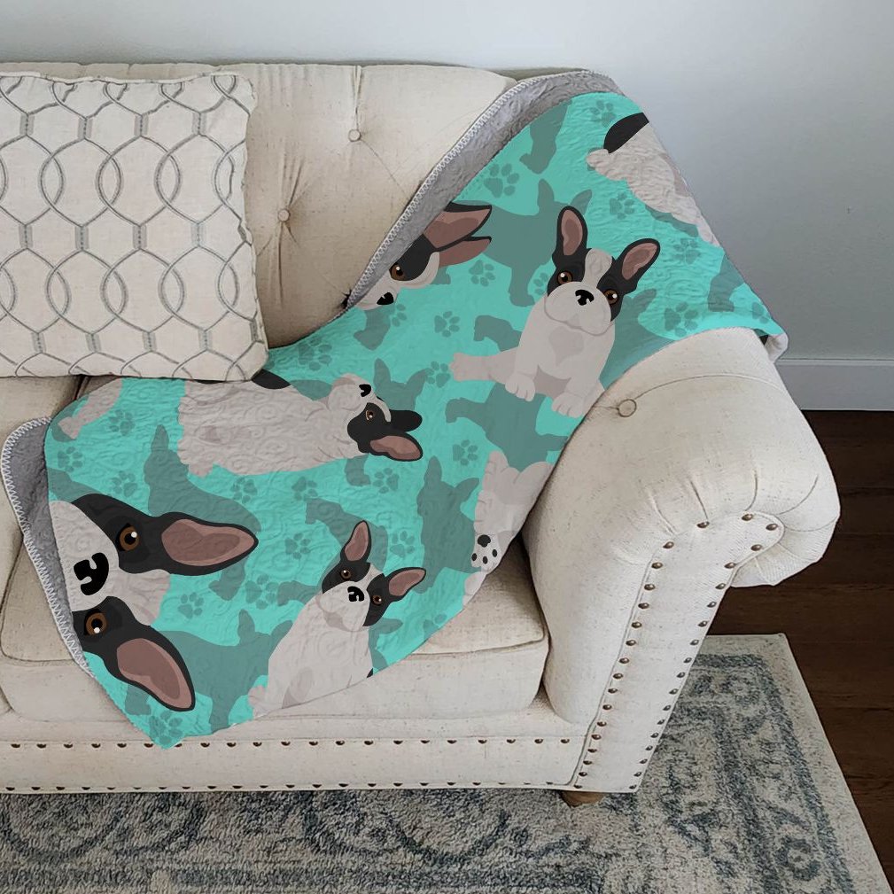Edge Collections - 50" x 60" - Multicolor - French Bulldog Plush Quilted Throw - 1 Piece