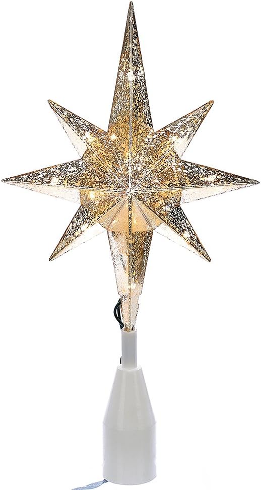 10-Light Gold Bethlehem Star Treetop, Golden