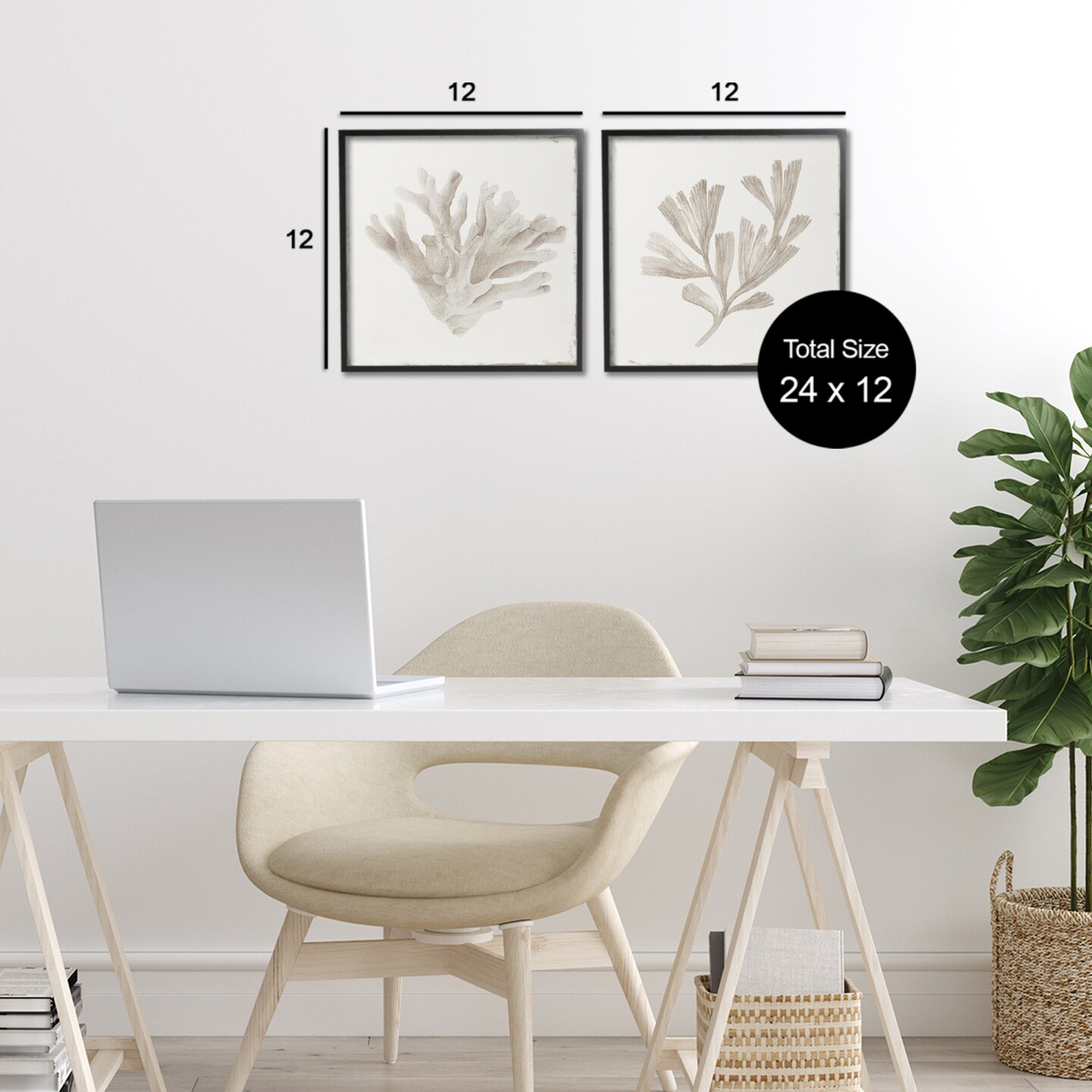 Stupell Industries Beige Coral Drift 2pc Framed Giclee Set, design by Lily K.