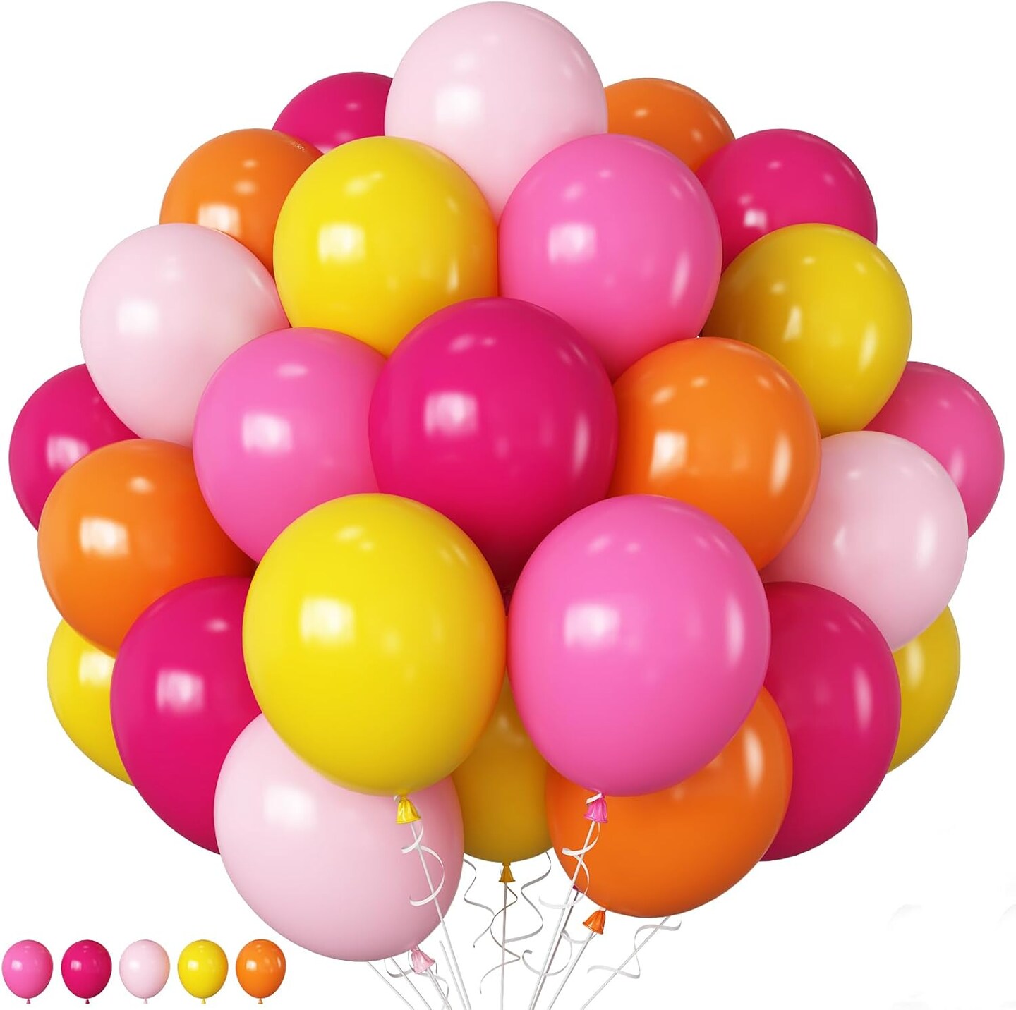 Light Pink Hot Pink Yellow Autumn Latex Balloons(Pink Orange Yellow)