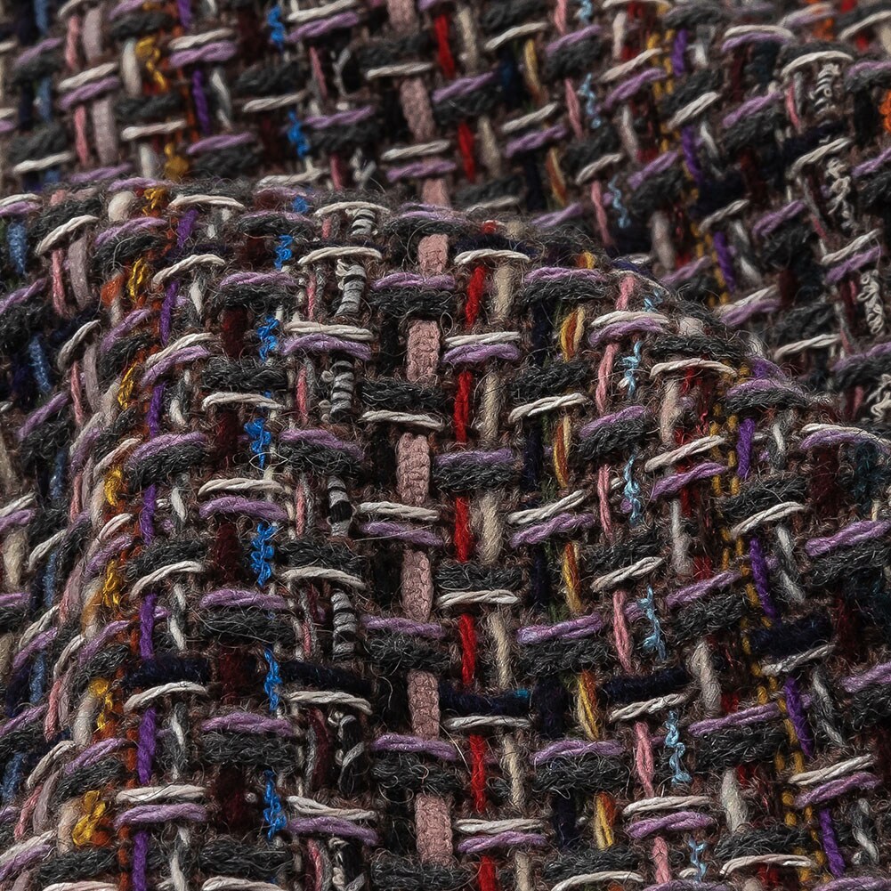 1 Yard Italian Charcoal, Candy Pink and Blue Blended Wool Tweed 60’’ Width