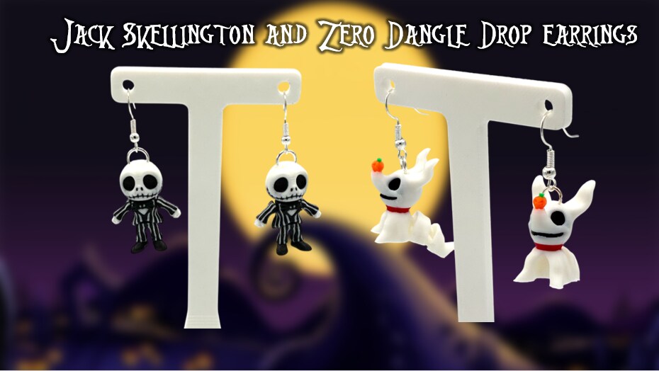 Nightmare Before Christmas Jack Skellington and Zero Dangle Drop