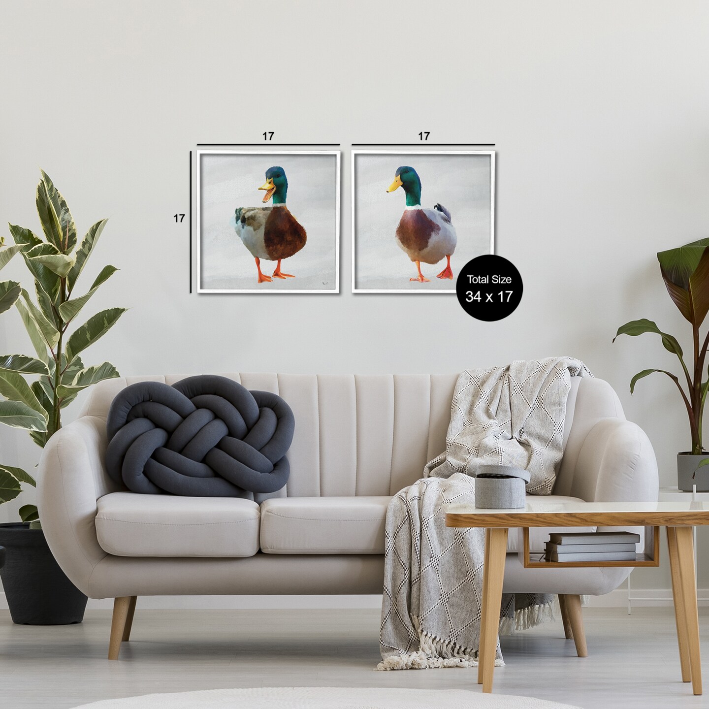 Stupell Industries Pair of Squawking Ducks 2pc Framed Giclee Set, design by Renel Peters