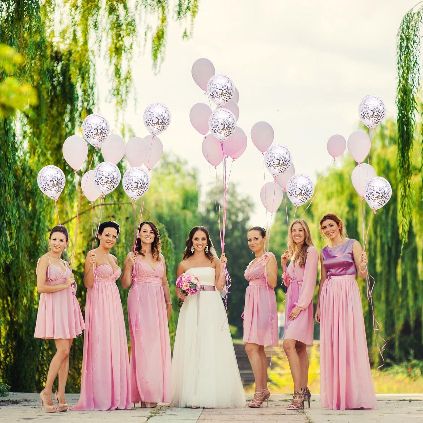 Pink Balloon and Silver Confetti Balloon (Pink)