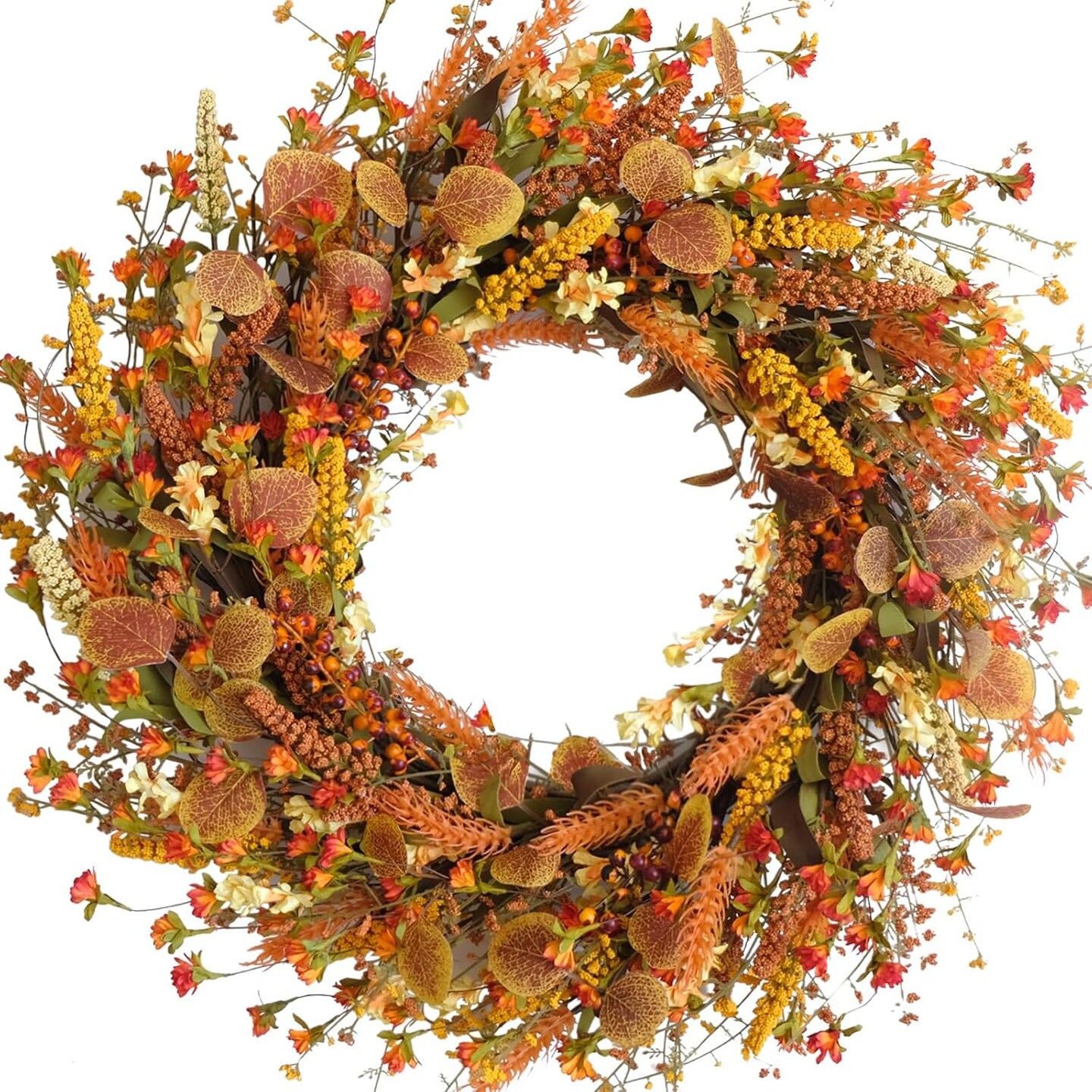 24 Inch Fall Wreath with Flowers
