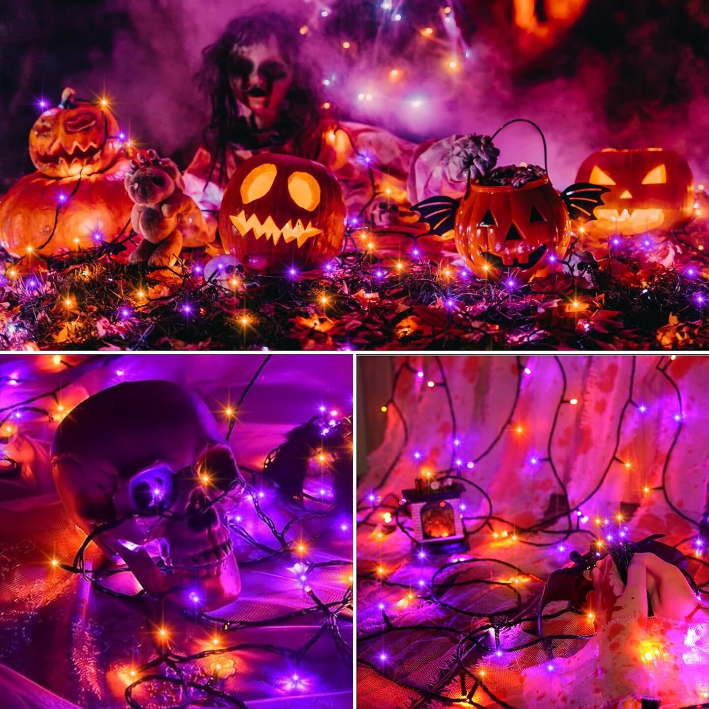 4 Pack Orange Purple Halloween String Lights (&#x9;Purple &#x26; Orange String Lights)