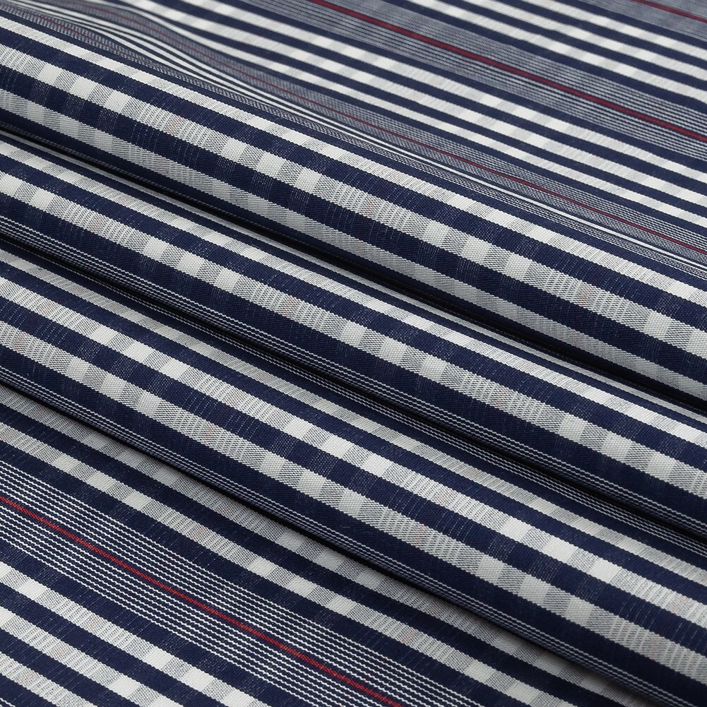 1 Yard Navy Red and White Subtle Plaid Cotton Poplin Fabric