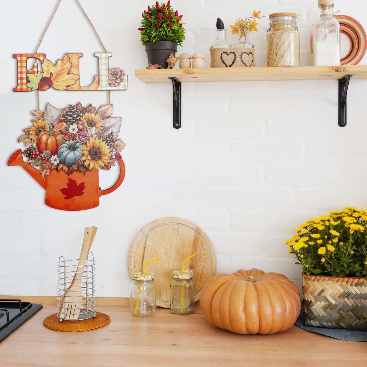 Autumn Rustic Thanksgiving Decorative for Porch(Orange Fall)