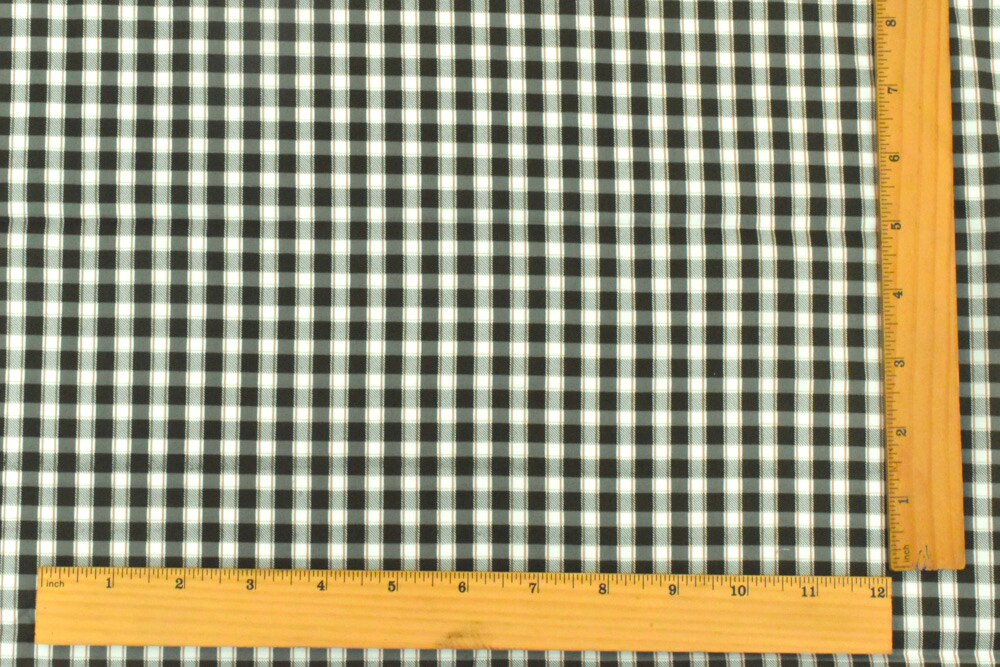 Green-Gray-Multi Plaid Print Stretch Cotton Broadcloth Woven Fabric By the Yard