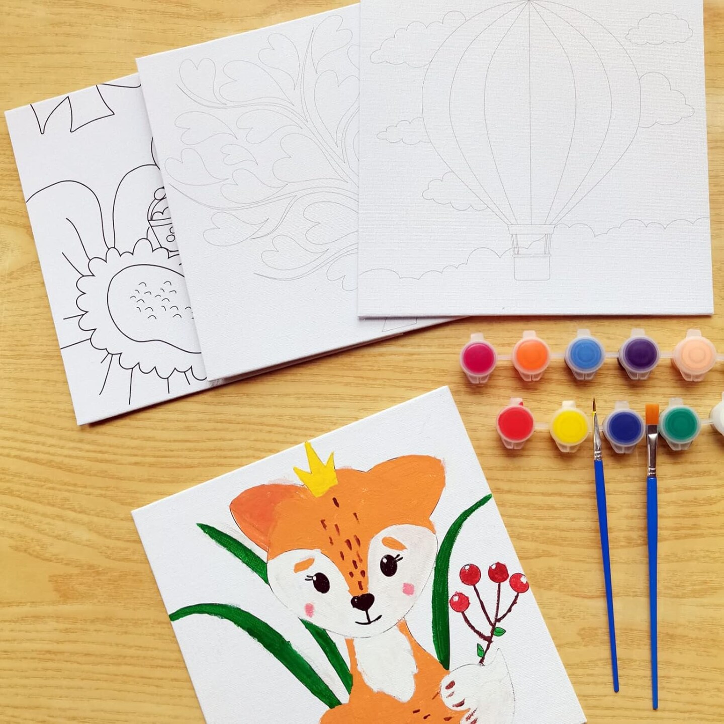 4 Pre-Stenciled Painting Canvas(Multi-colored)8 x 8 x 0.1 inches