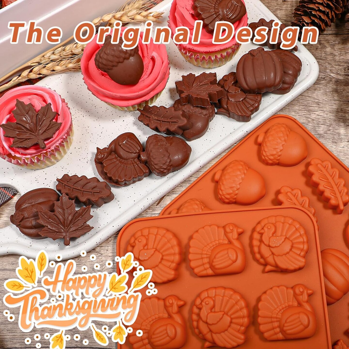 The Original Thanksgiving Silicone Molds with Turkey(Caramel)