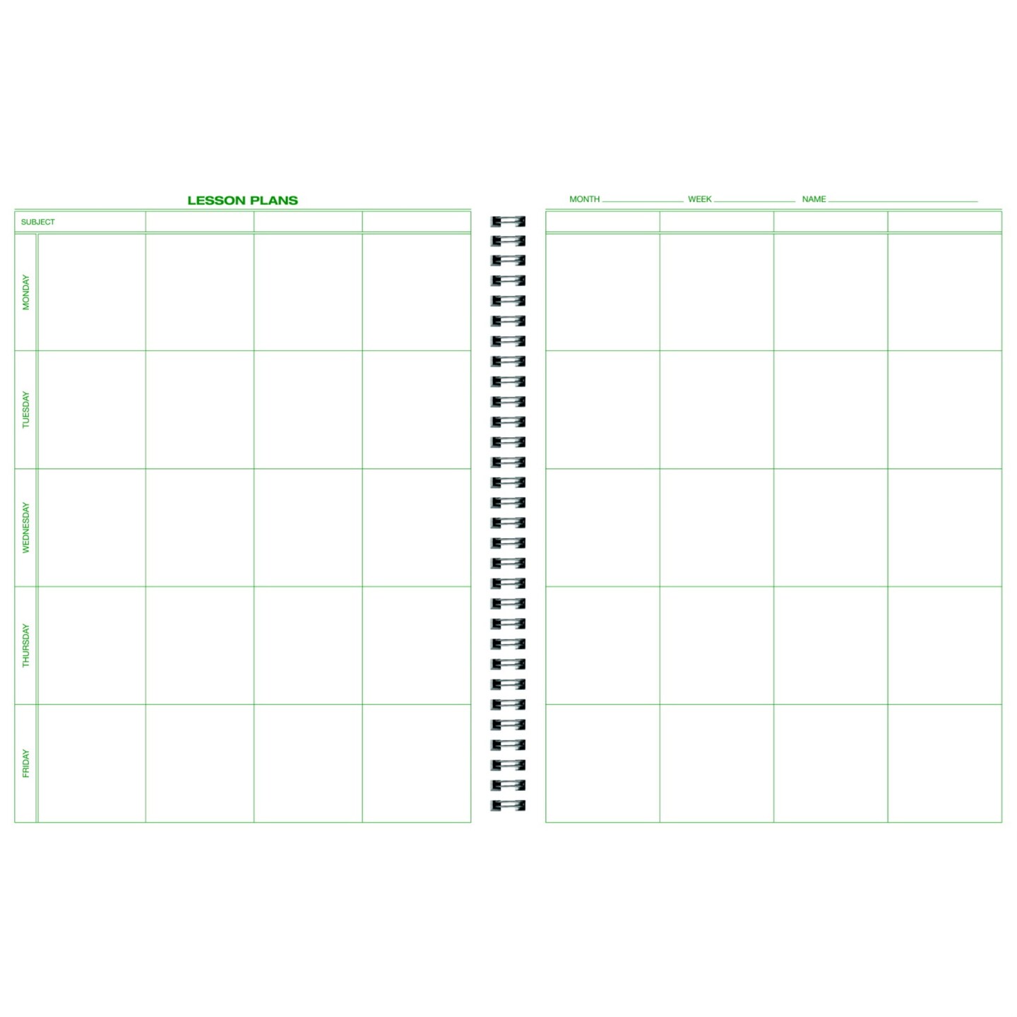 Hammond & Stephens Lesson Plan Book, 8-1/2 x 11 Inches, 8 Subjects, 40 Week, Green/ Blue