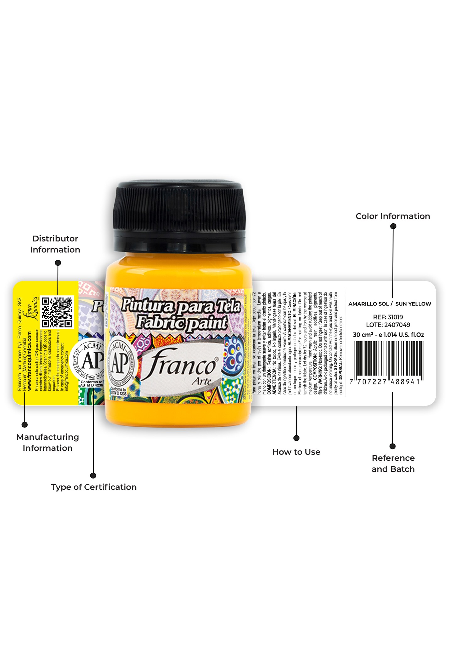31006 Fabric Paint 1 U.S fl oz / Primary Yellow