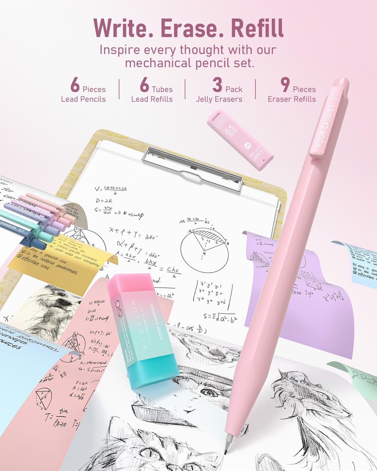 39 PCS Aesthetic School Supplies with Cute Pen Case, 12 Pastel Highlighters (Pink)