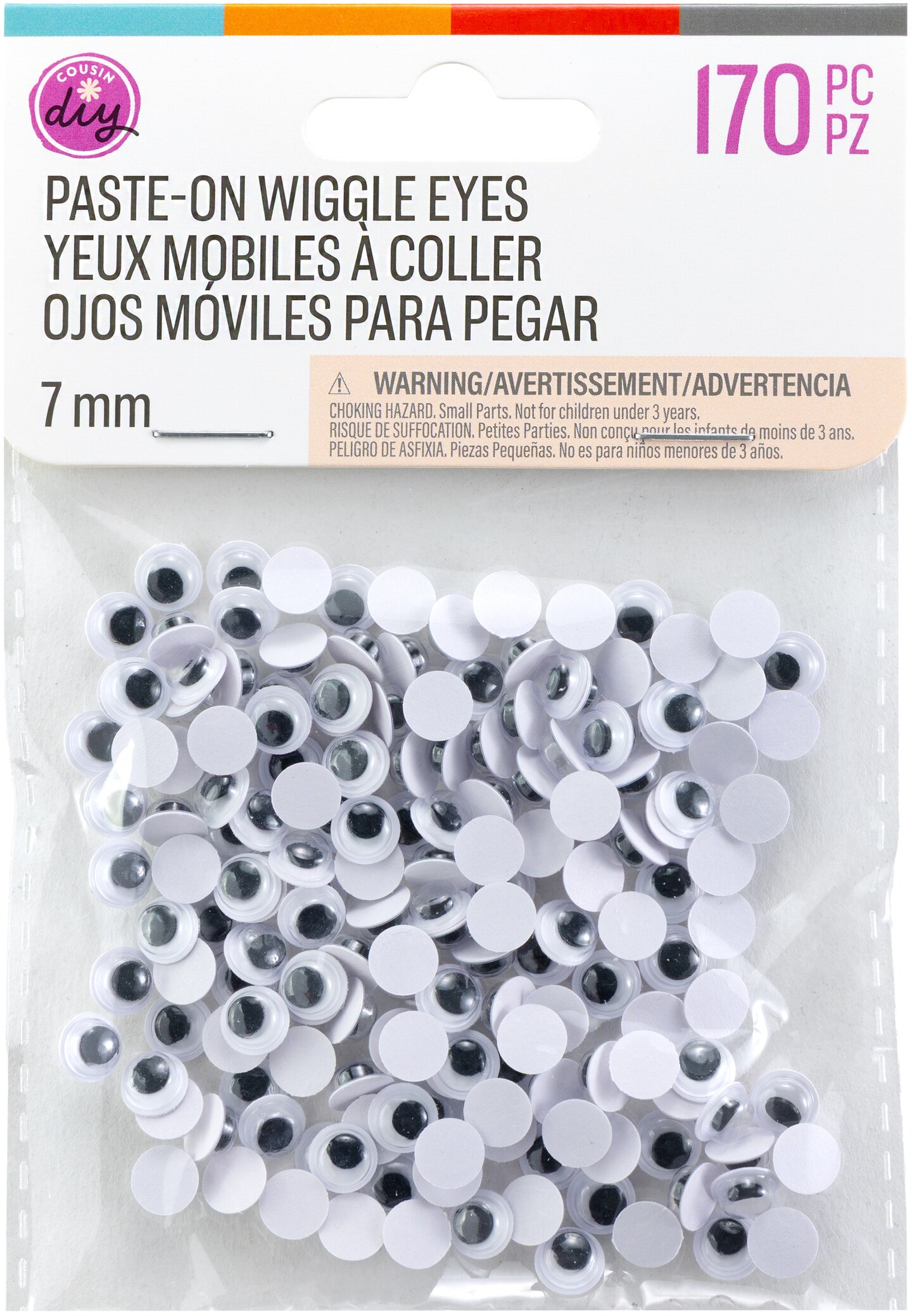 CousinDIY Paste-On Wiggle Eyes 7mm 170/Pkg-Black