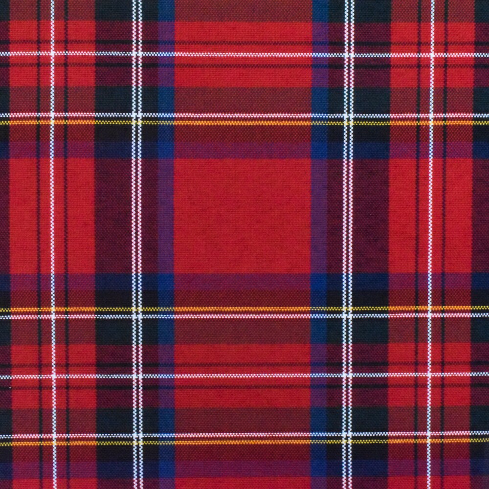 School Red-Blue-White-Multi Plaid Poly Madras Woven Fabric By the Yard