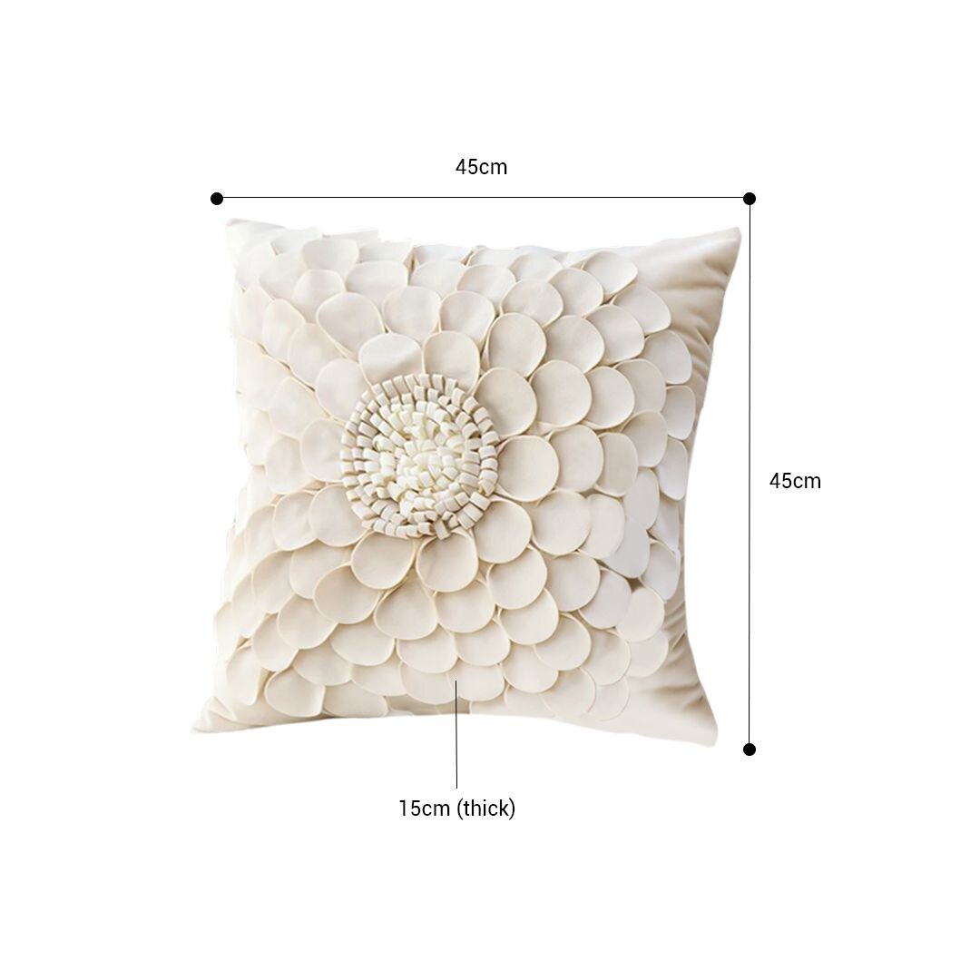 Edge Collections - 17.71" x 17.71" - Cream - Sunflower Design Pillow Cover!