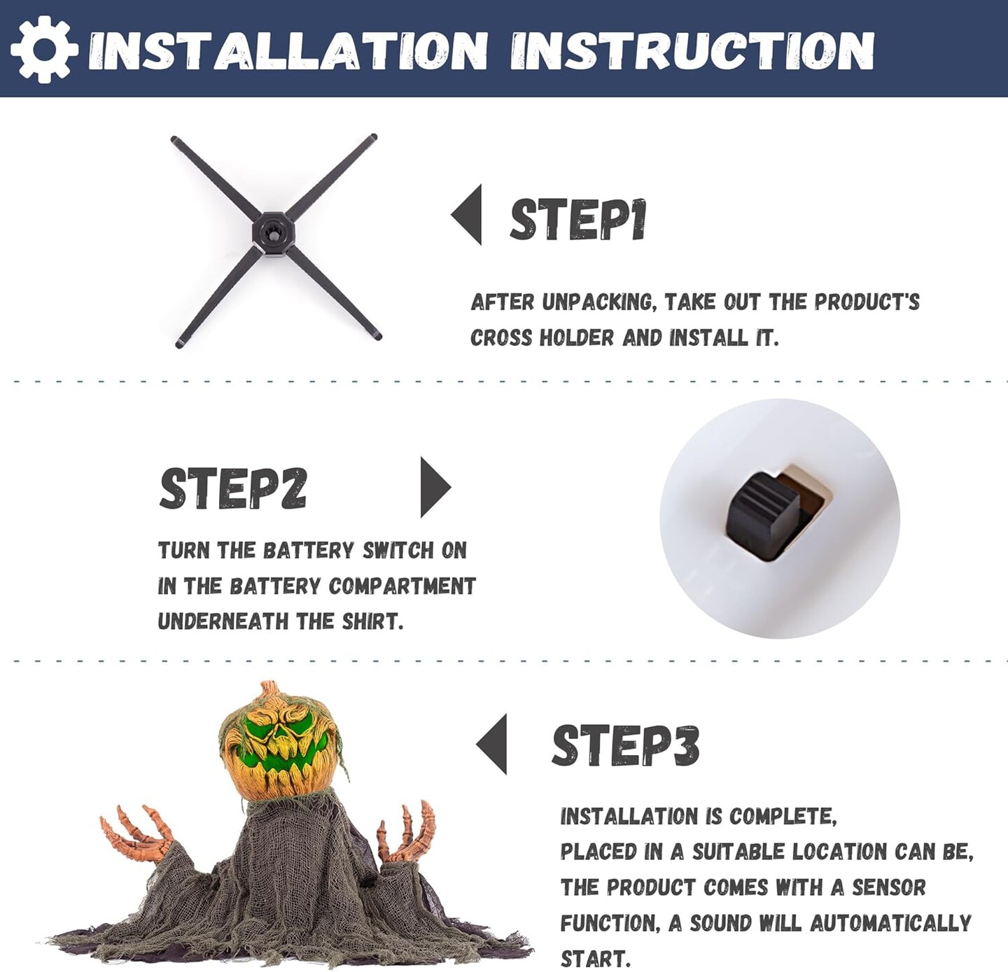Halloween Animatronics Groundbreaker Pumpkin Decorations (PUMPKIN)