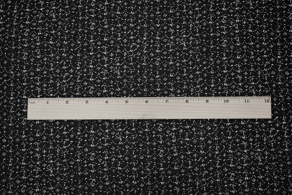 Black-White Nani IRO Dainty Abstract Pattern Printed Linen Sheeting Fabric By the Yard
