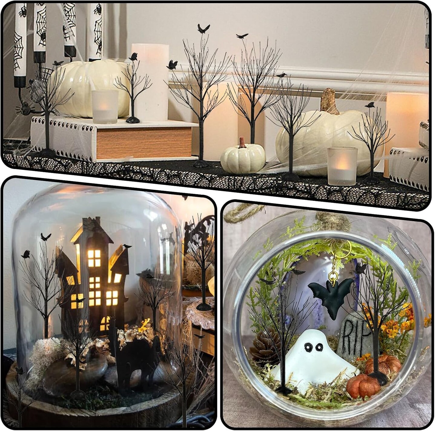 6 Pcs Halloween Village Trees (Black)