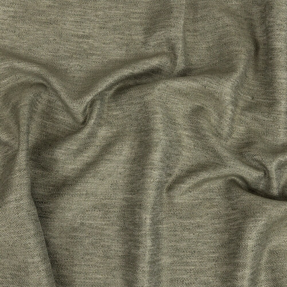 1 Yard Heathered Olive Cotton Tencel Linen Blended Woven Fabric