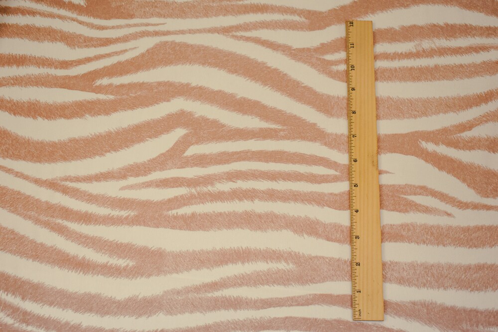 Brown-Ivory Zebra Pattern Printed Poly Charmeuse Woven Fabric By the Yard