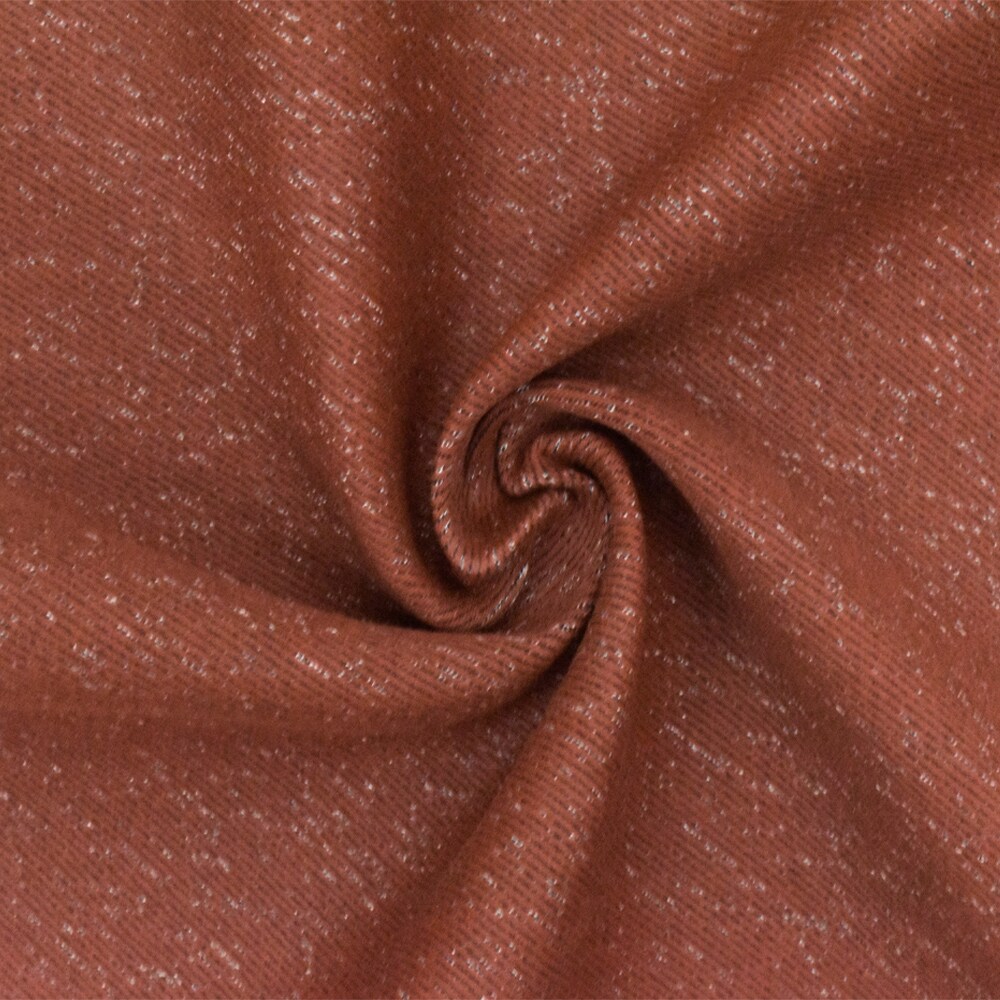 Rust Red Texture Overprinted Stretch Denim Fabric By the Yard