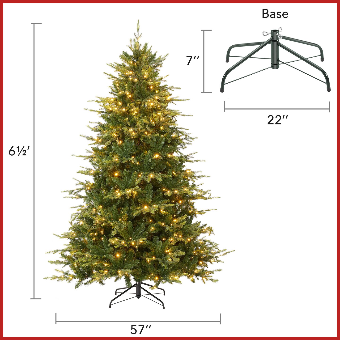 Casafield Pre-Lit Aspen Fir Christmas Tree with White & Multicolored LED Lights, Realistic Artificial Noble Fir with Sturdy Stand