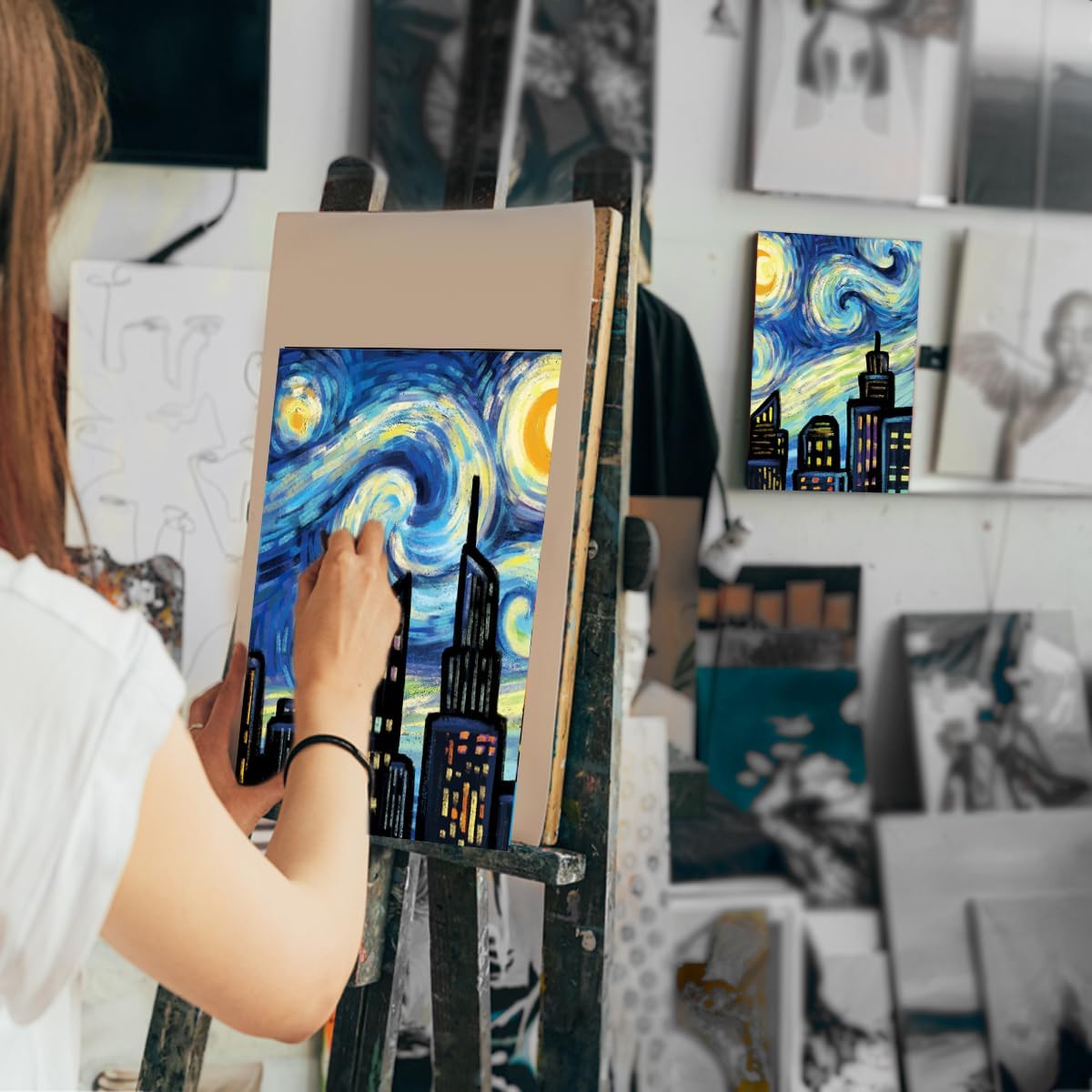 2 Pack Paint and Sip Canvas Painting Kit - 8x10 (Night City)