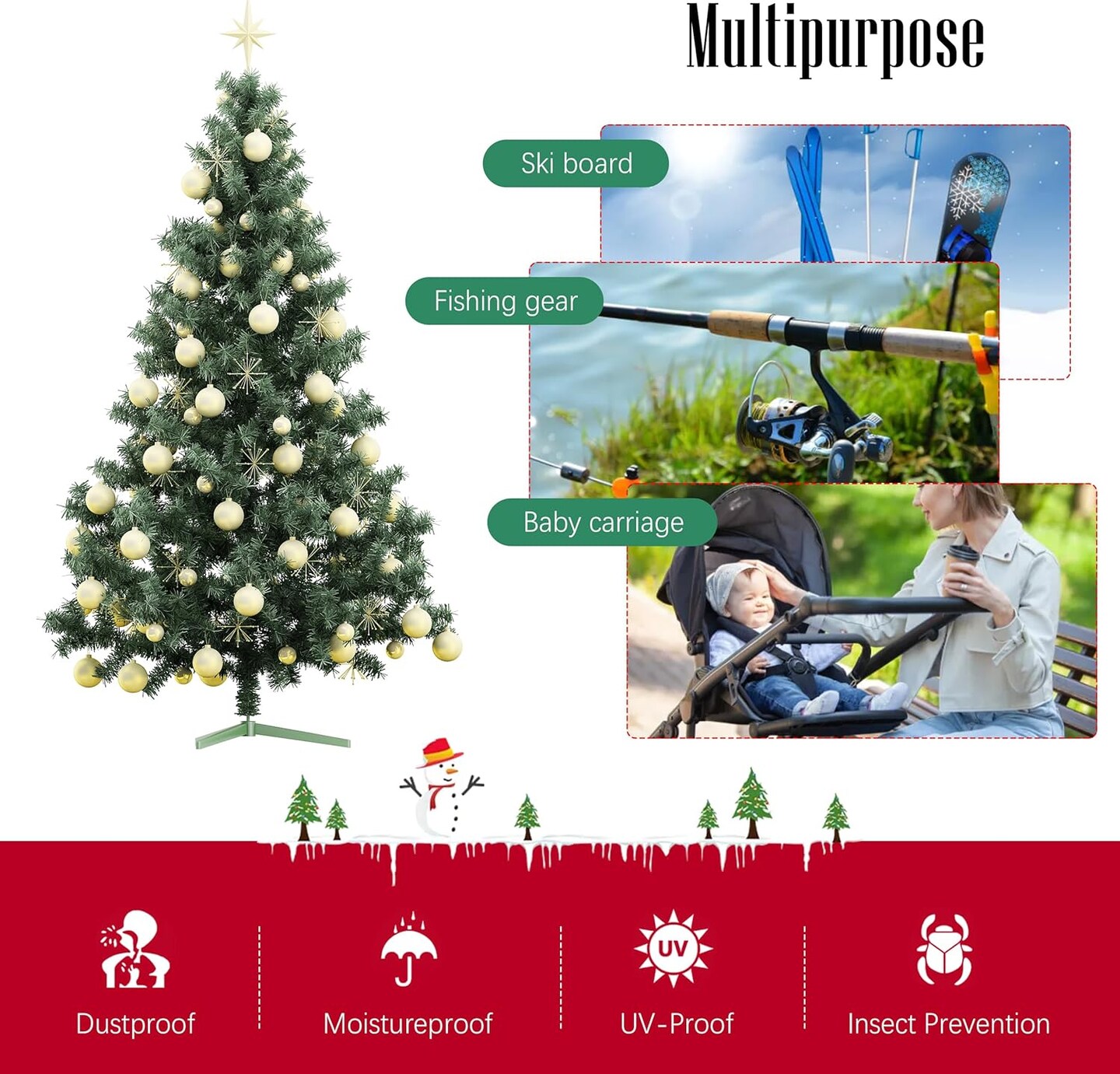 7.5 ft Christmas Tree Storage Bag (Red) 48&#x22;L x 15&#x22;W x 20&#x22;H