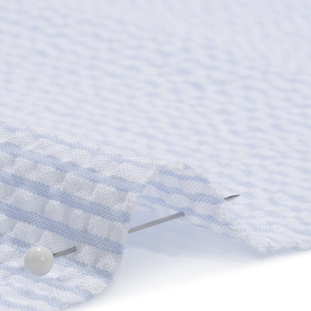 1 Yard Blue White Candy Striped Cotton Polyester Summer Seersucker