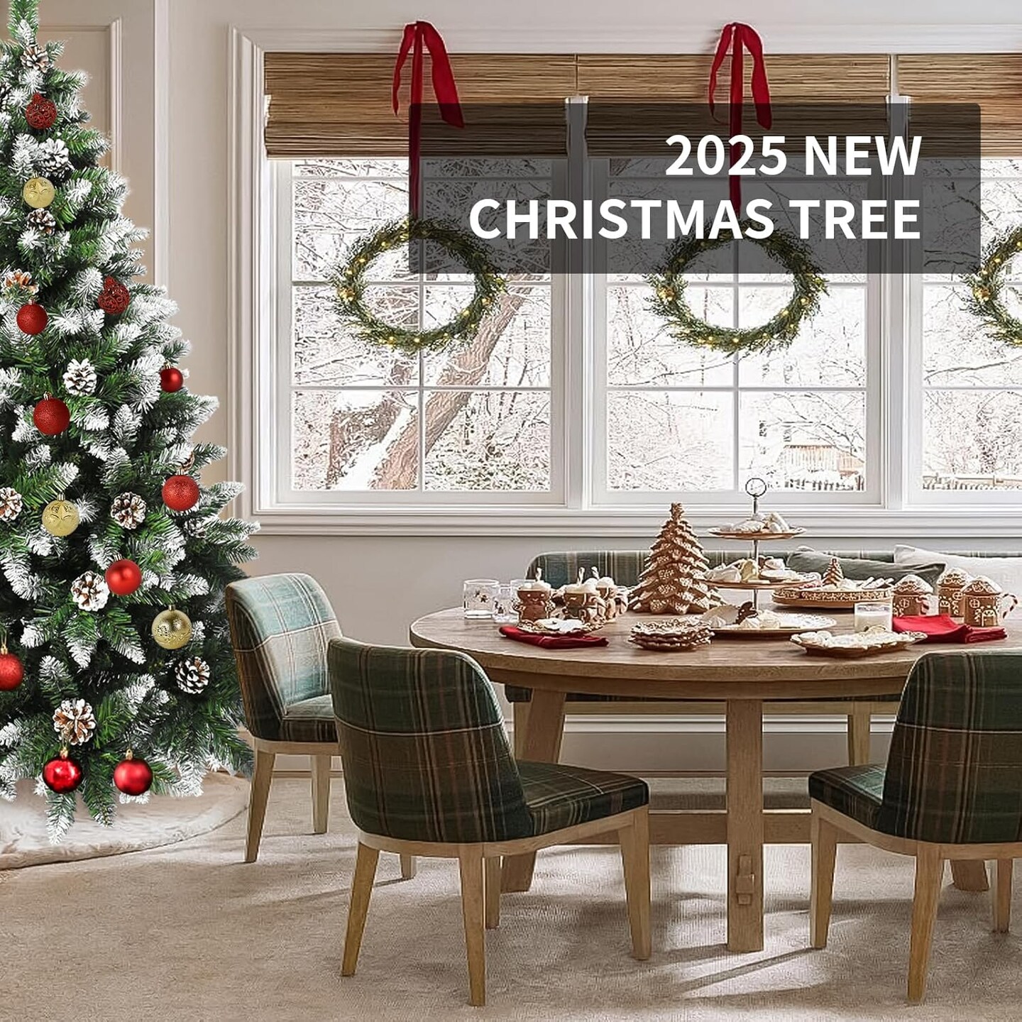 5ft Partially Flocked Artificial Christmas Tree(Zrsgtree-1.5m)36&#x22;D x 36&#x22;W x 50&#x22;H
