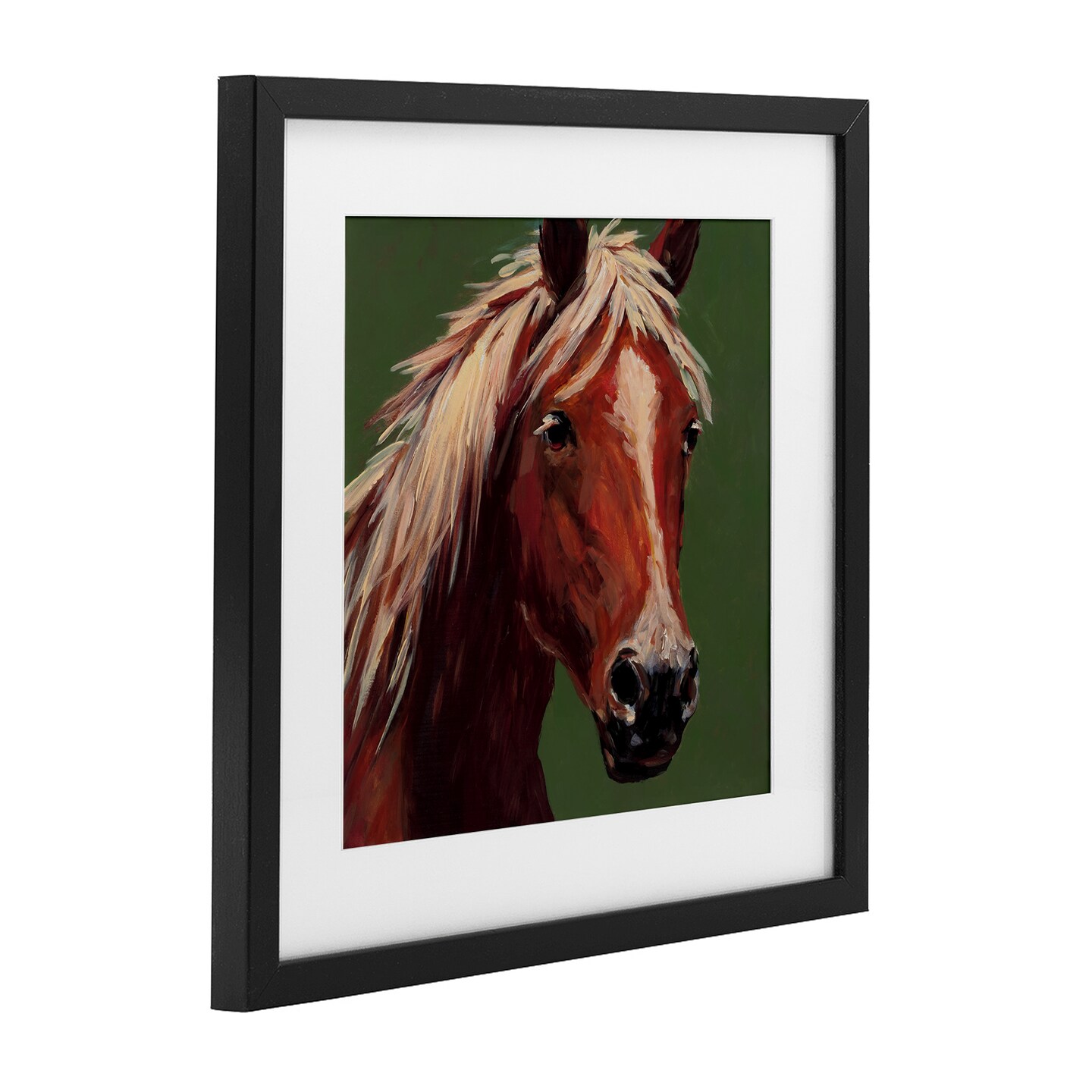 Stupell Industries Modern Horse on Green Framed Print Under Glass, design by Wani Pasion
