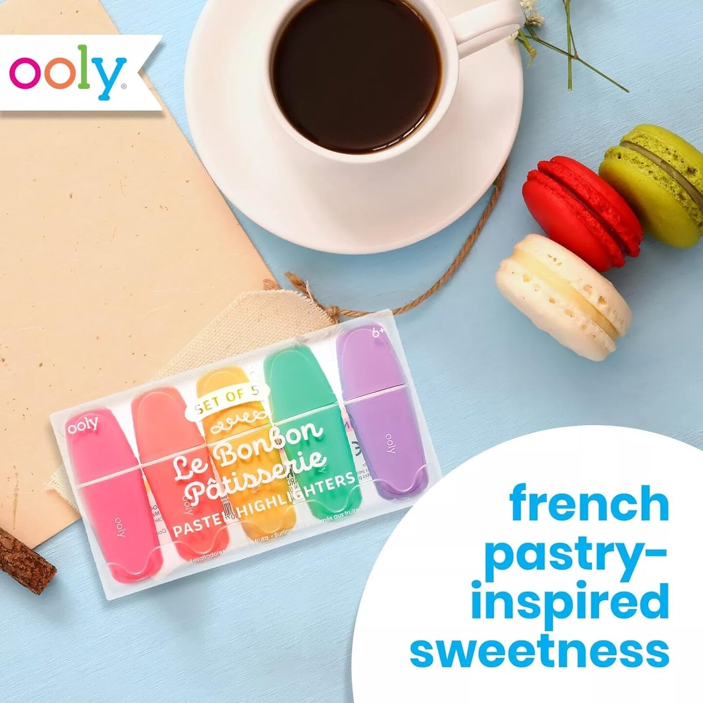 Set of 5 Mini Highlighters - Pastel Colors (Chisel Tip)