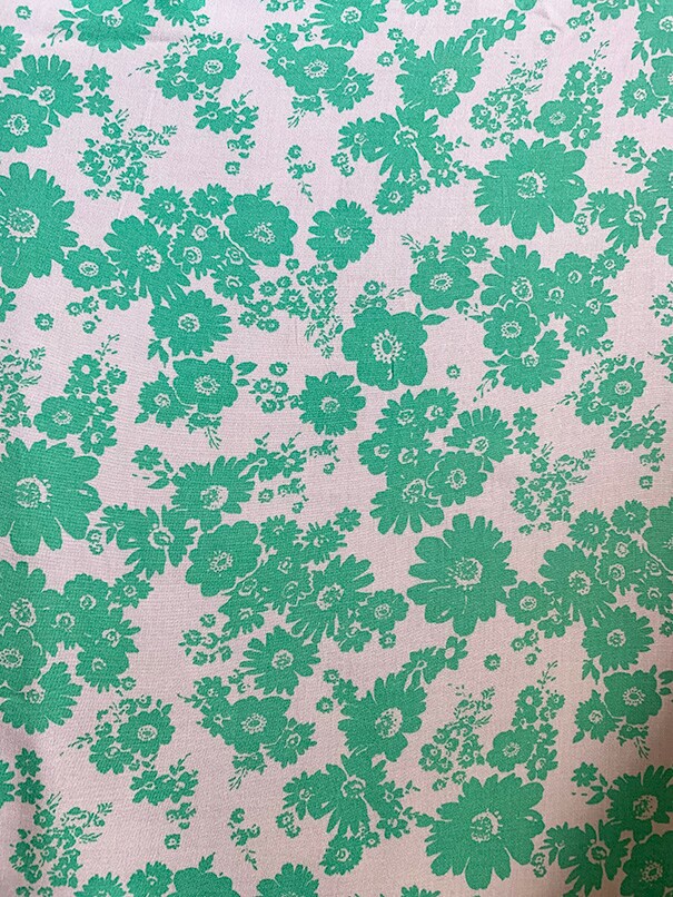Aqua and White Daisy Print Rayon Challis Fabric By the Yard