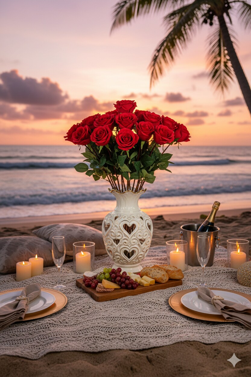 4PC 27&#x201D; Real Touch Red Rose &#x2013; 4&#x201D; Diameter Artificial Flower