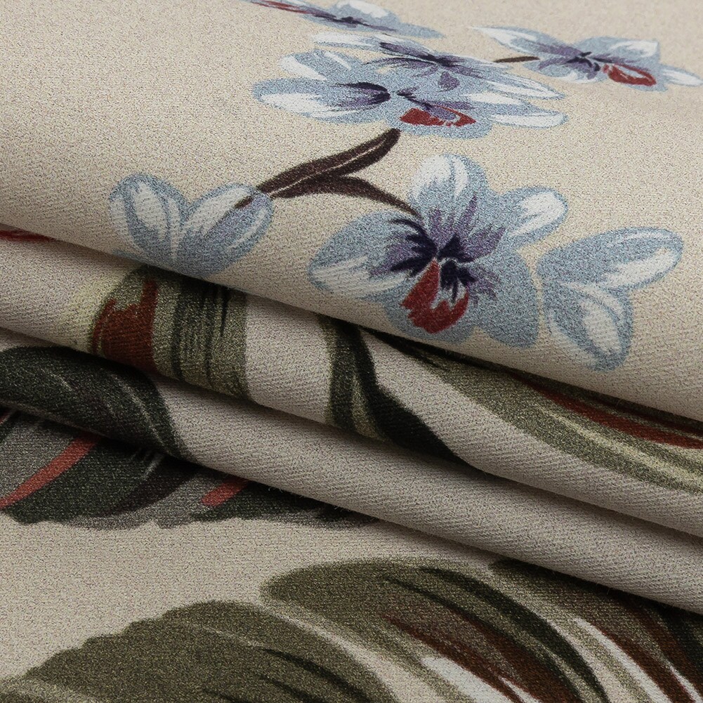 1 Yard Whitecap Gray Painted Paradise Stretch Cotton Twill Fabric