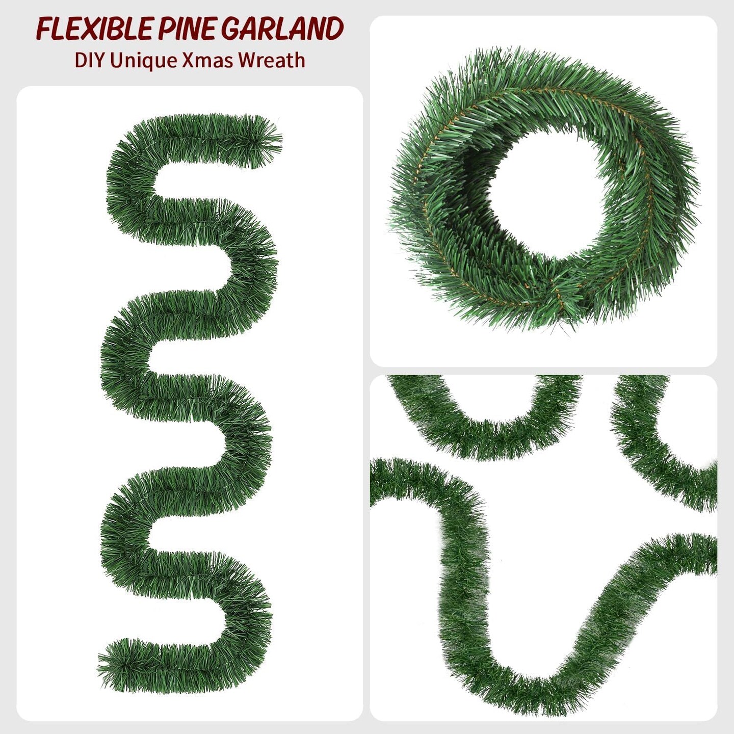 Artificial Non-Lit Soft Green Garlands - Festive Holiday Decor (Green)