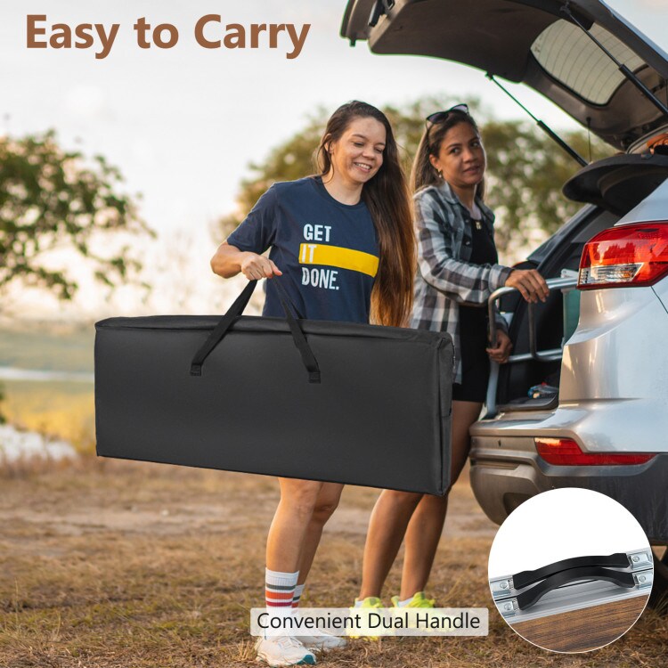 Folding Camping Table with 2-Tier Shelves and Large Tabletop Perfect for Picnic Backyard or BBQ Party