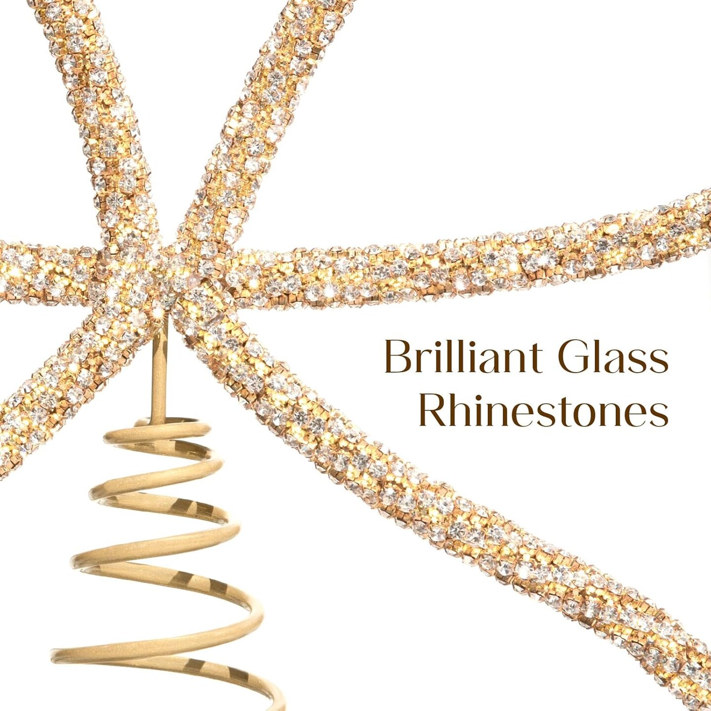Christmas Decor - Gold Glass Rhinestone Bow Tree Topper(Gold)